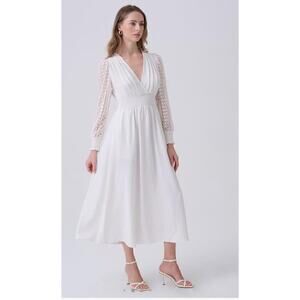 NWT Olaesa Plus Lace Long Sleeve Maxi V-Neck with Pockets, XXL